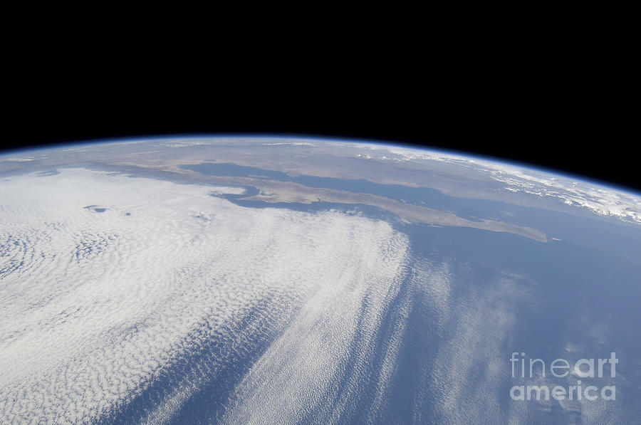 Space Photograph - Heavy Cloud Cover Over The Pacific by Stocktrek Images
