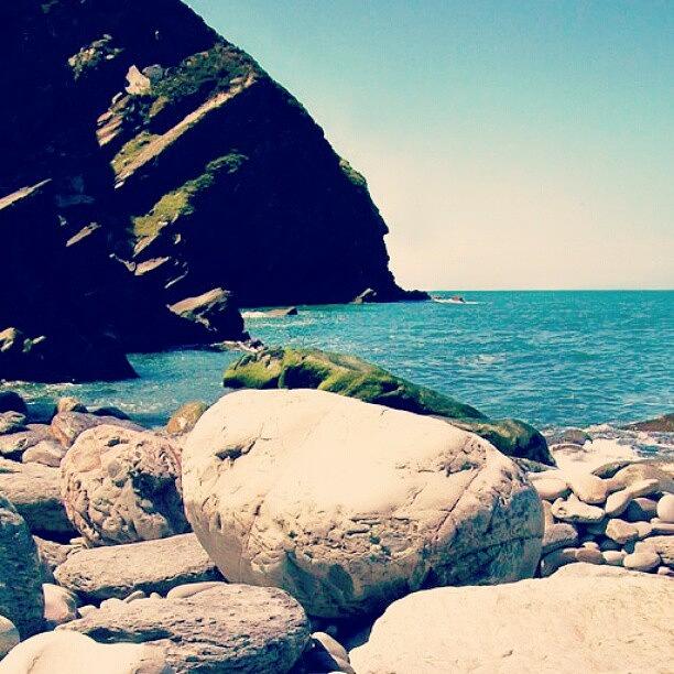 Summer Photograph - #heddonbay #somerset #rocks #beach by Lauren Dunn