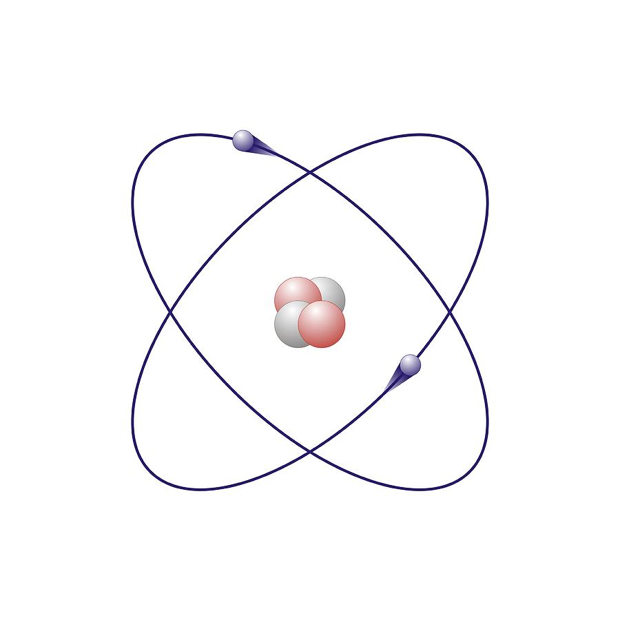 Helium Photograph - Helium, Atomic Model by Friedrich Saurer