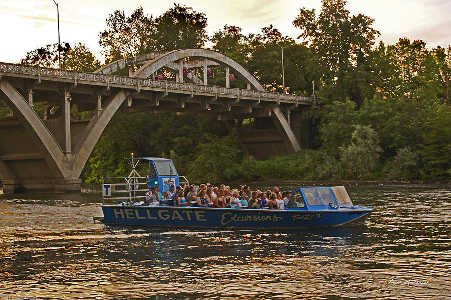 Hellgate Jet Boat and Caveman Bridge Photograph by Mick Anderson