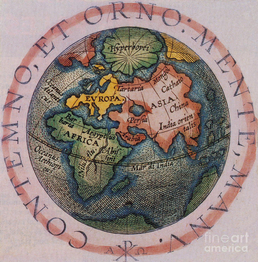 Hemispherical World Map, 1601 Photograph by Photo Researchers