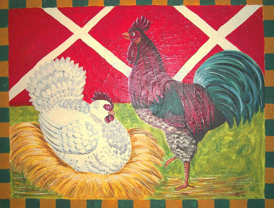 Hen House Painting by Paula Greenlee