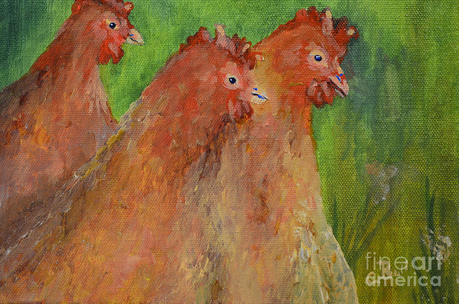 Hens and Chickens Painting by Claire Bull