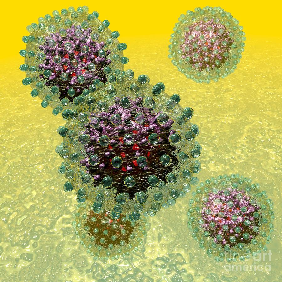Hepatitis B virus particles Digital Art by Russell Kightley