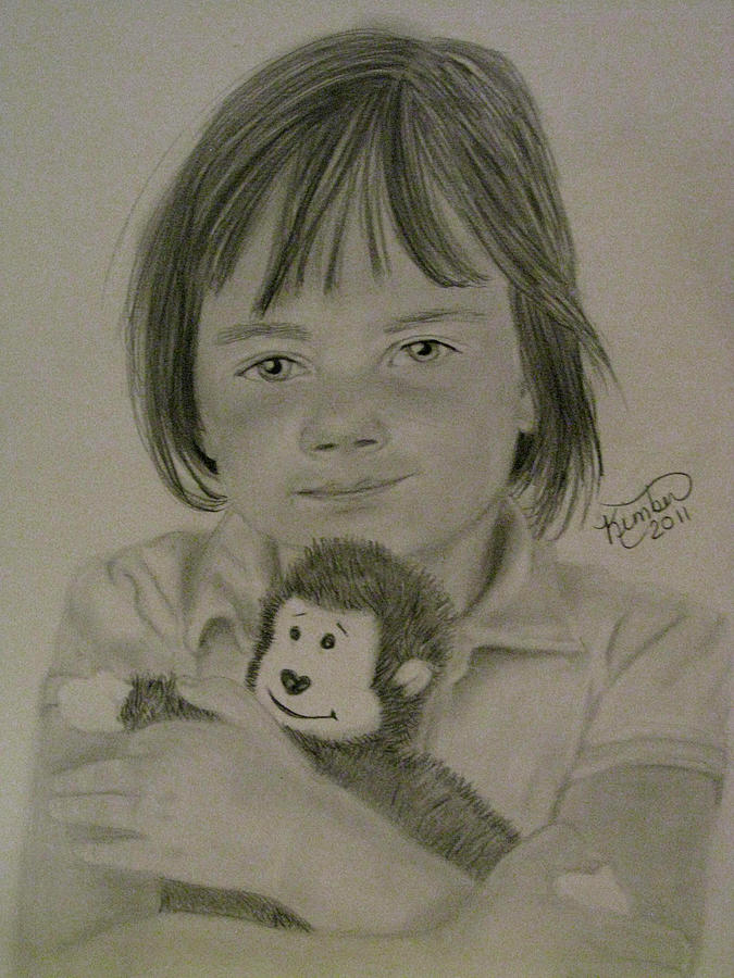 Monkey Drawing - Her Best Friend  by Kimber  Butler