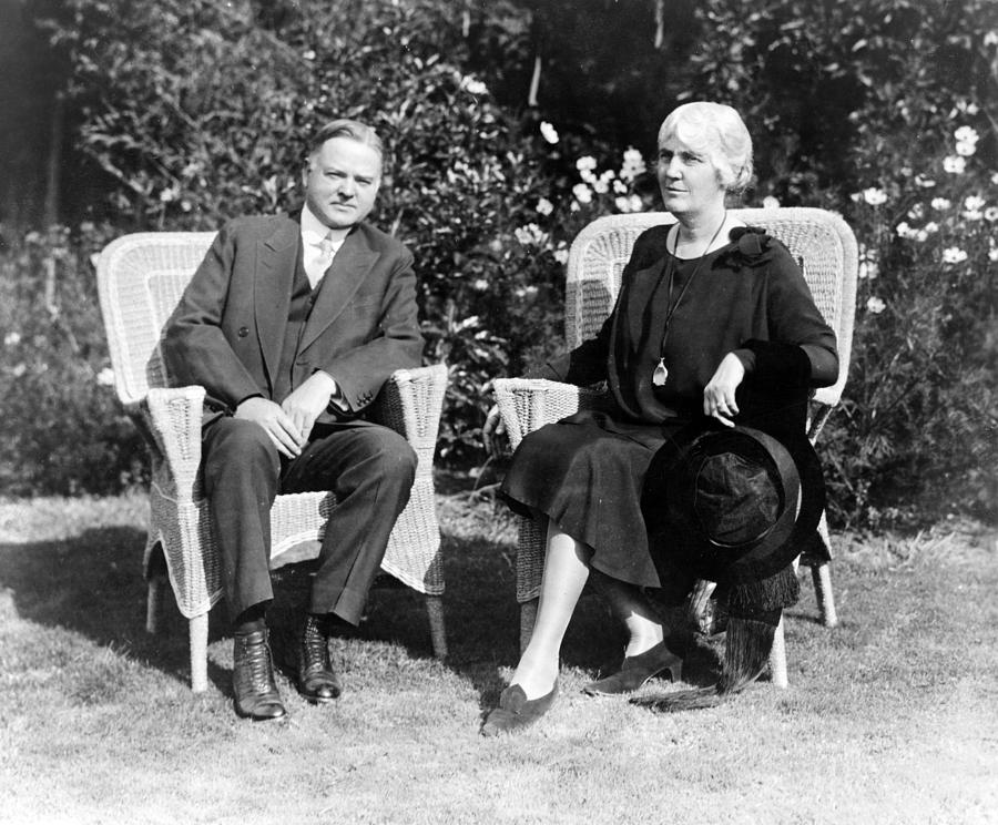 Portrait Photograph - Herbert Hoover seated with his wife by International  Images