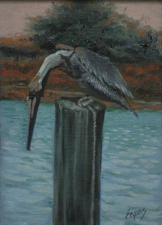 Here Fishy Painting by Linda Eades Blackburn