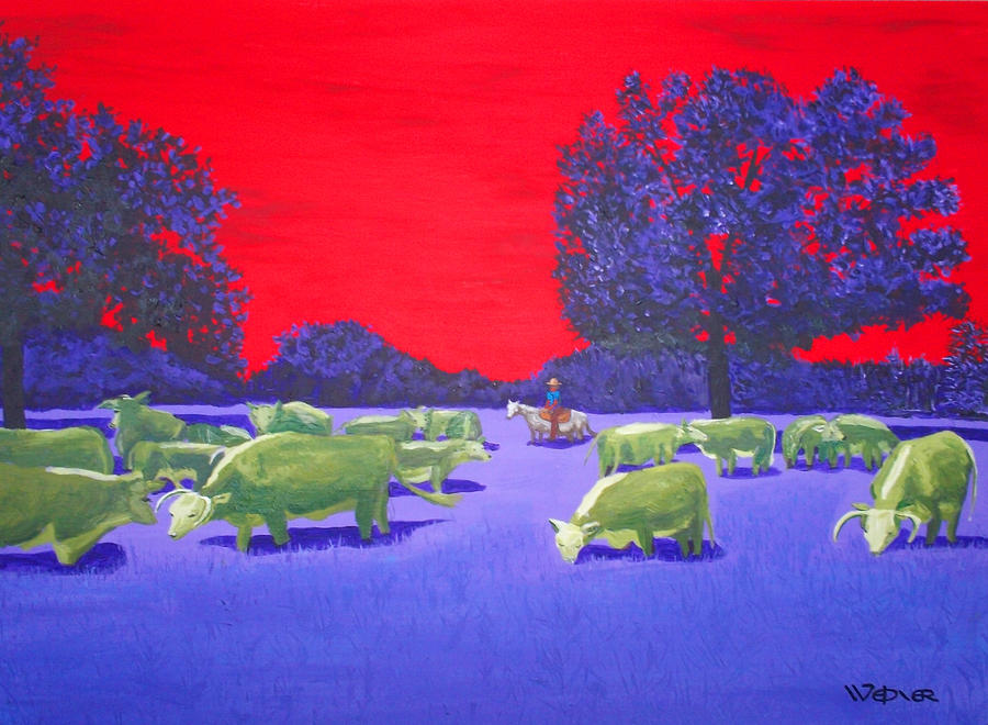 Hereford Herd Painting by Randall Weidner