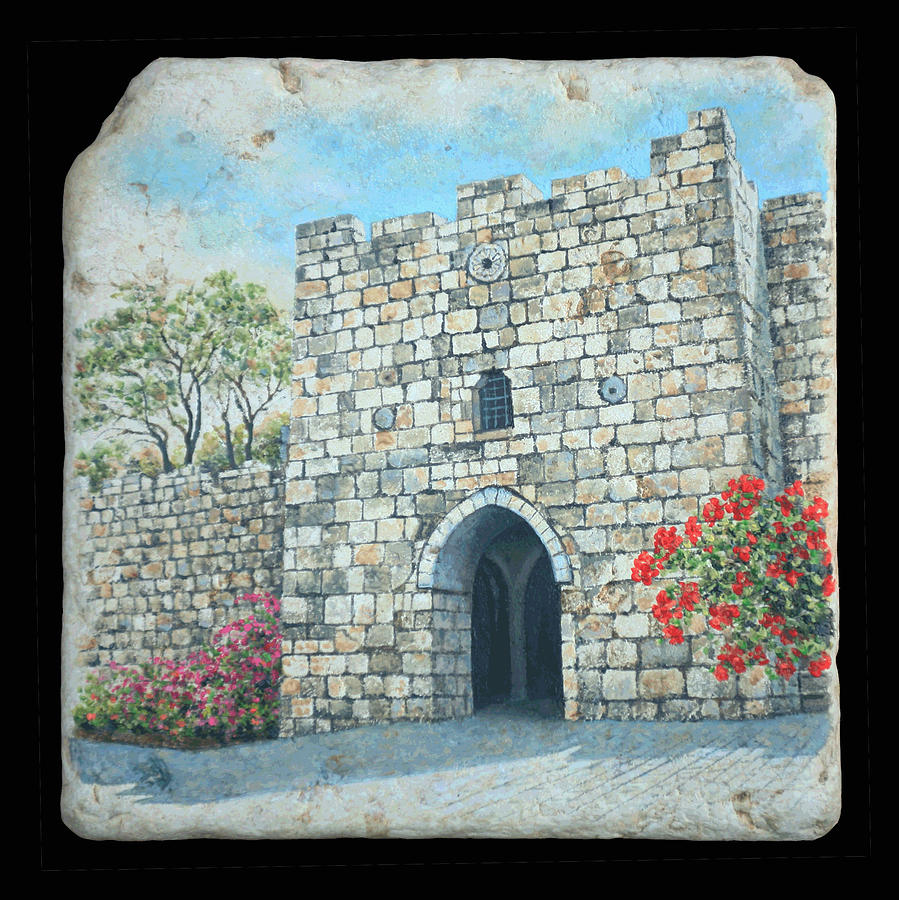 Jerusalem Herods Gate Painting by Miki Karni