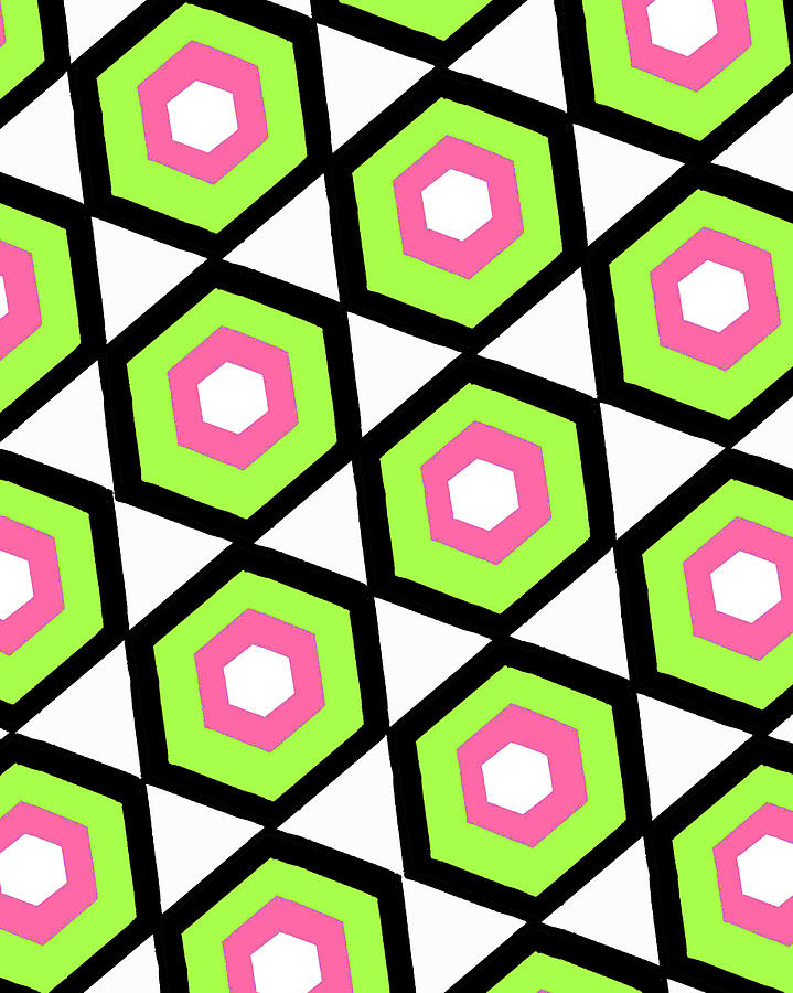 Hexagon Digital Art by Louisa Knight