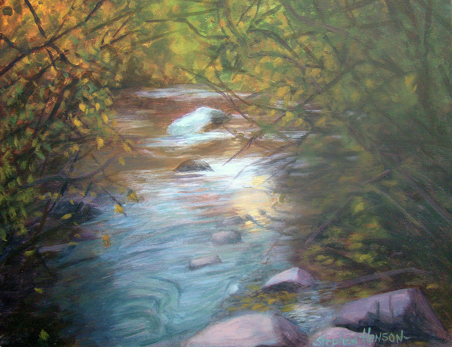 Hidden Stream and Trees Painting by Stephen Hanson - Fine Art America