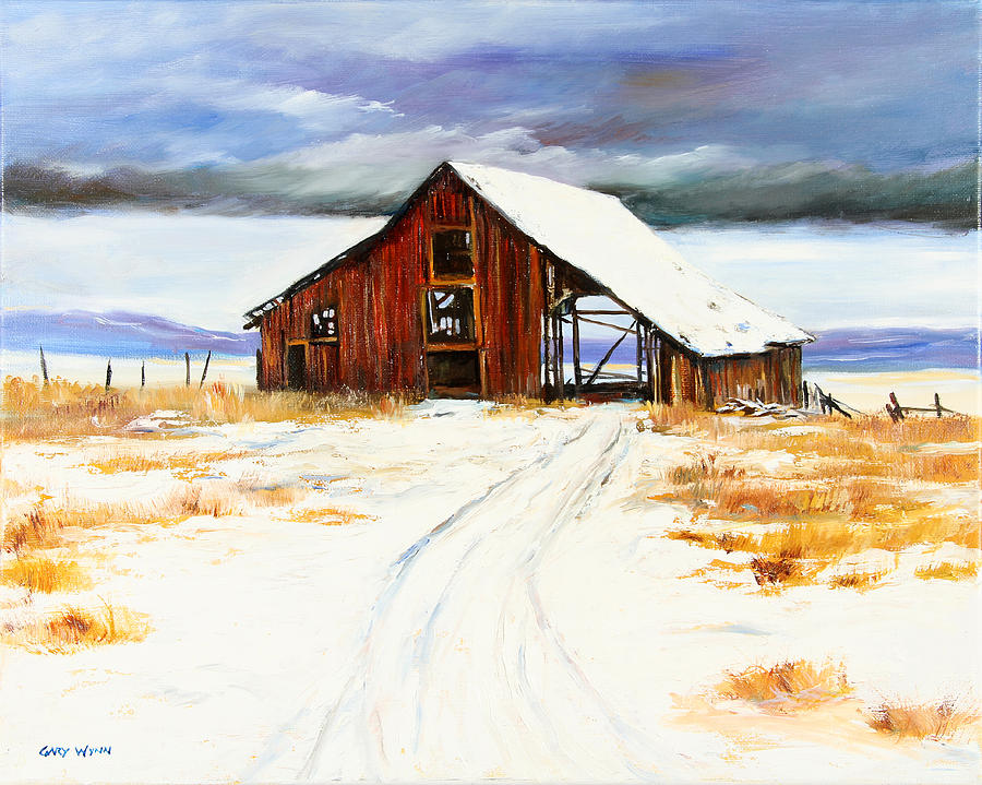 High Desert Barn Painting by Gary Wynn