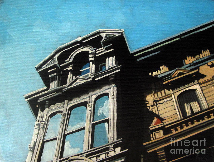 Architecture Painting - High in the Sky - city Columbus Ohio by Linda Apple