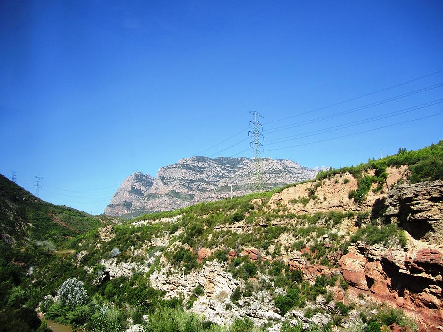 Highway Scenery II Towards Montserrat Mountain Top from Barcelona Spain Photograph by John Shiron