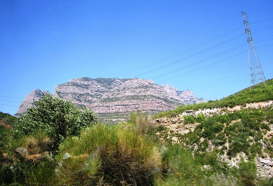 Highway Scenery III Towards Montserrat Mountain Top from Barcelona Spain Photograph by John Shiron