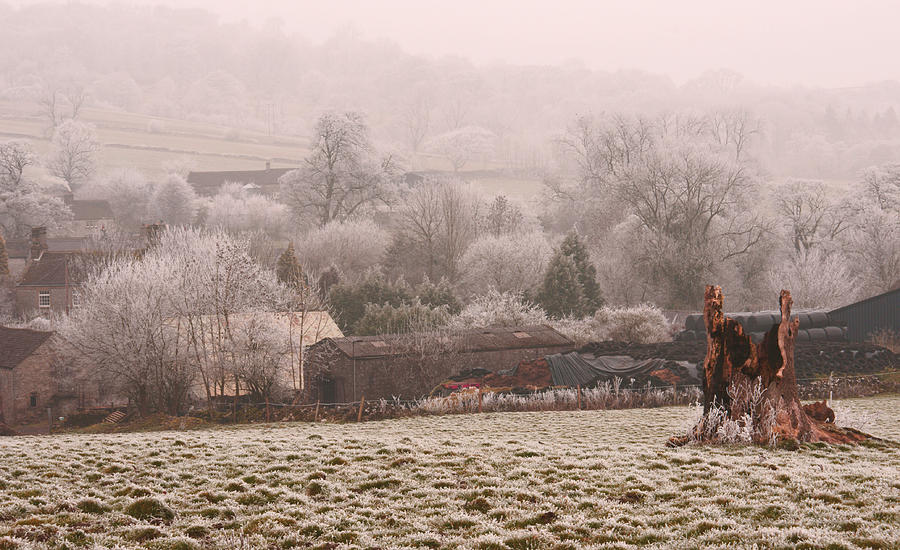 Hill Farm In Winter Frost Photograph by David Birchall
