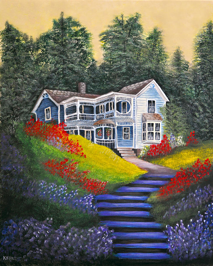 Flower Painting - Hilltop Home by Jeanette Keene