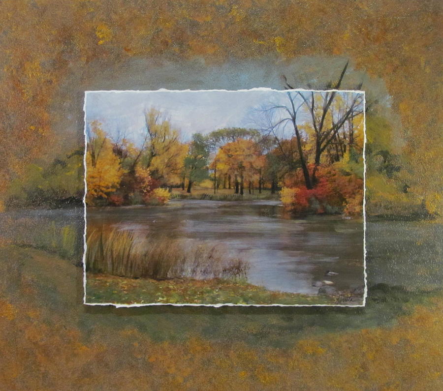 Tree Mixed Media - Himboldt Park Lagoon layered by Anita Burgermeister