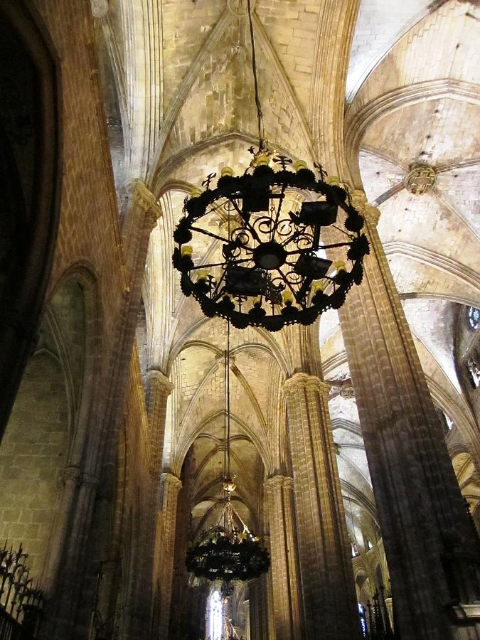 Historic Cathedral Building Architecture and Tall Interior Columns Barcelona Spain Photograph by John Shiron