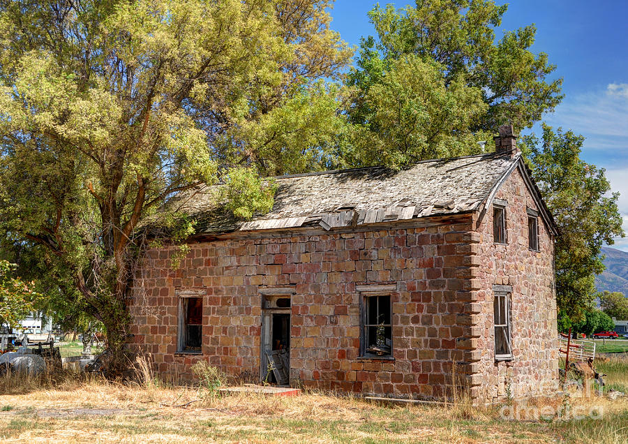 Historic Ruined Brick Building in Rural Farming Community - Utah Photograph by Gary Whitton