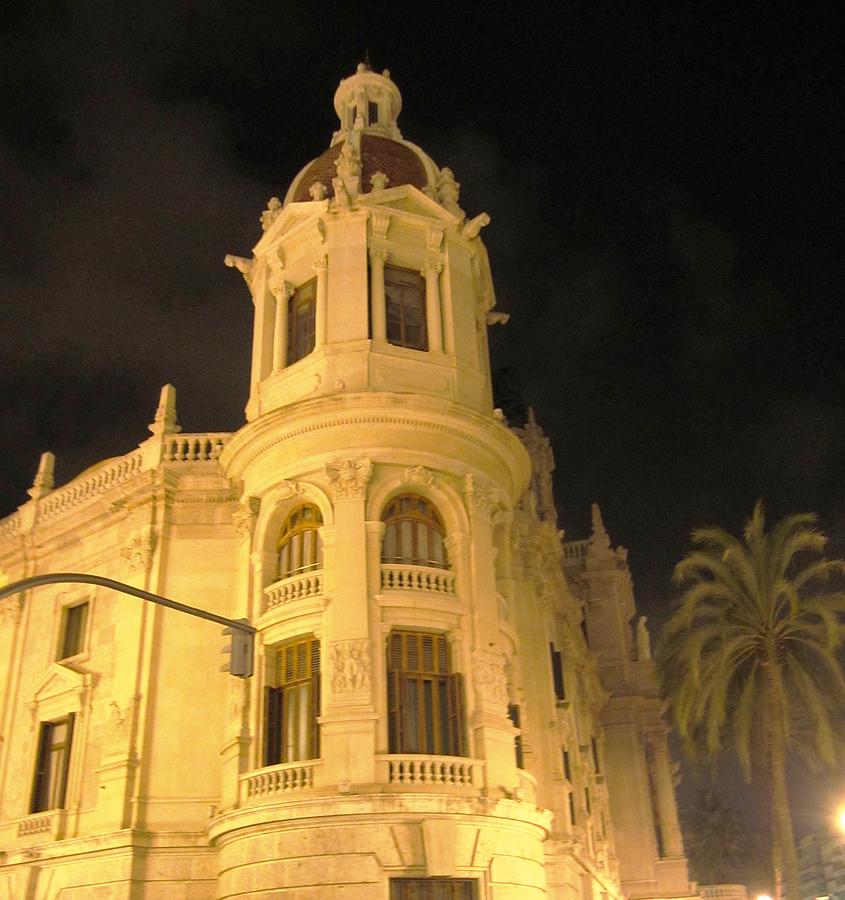 Historic Valencia Domed Architectural Building At Night Spain Photograph by John Shiron