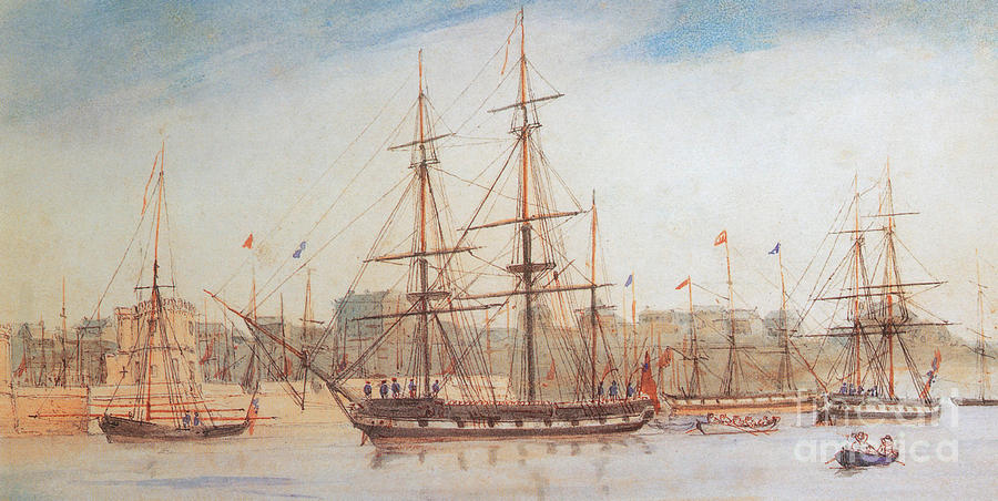Hms Beagle Watercolor Photograph by Science Source
