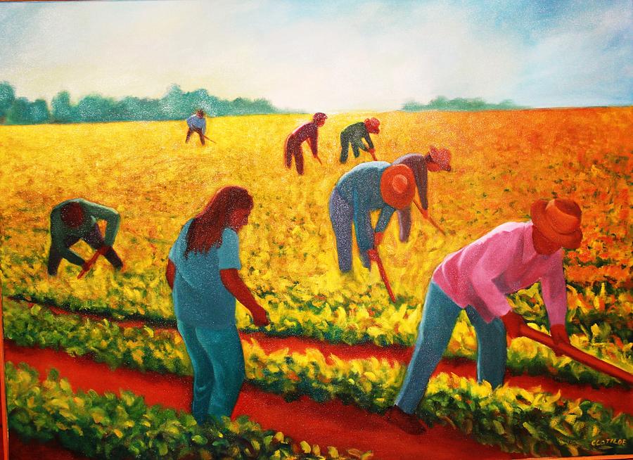 Hoeing the Soil Painting by Clotilde Espinosa