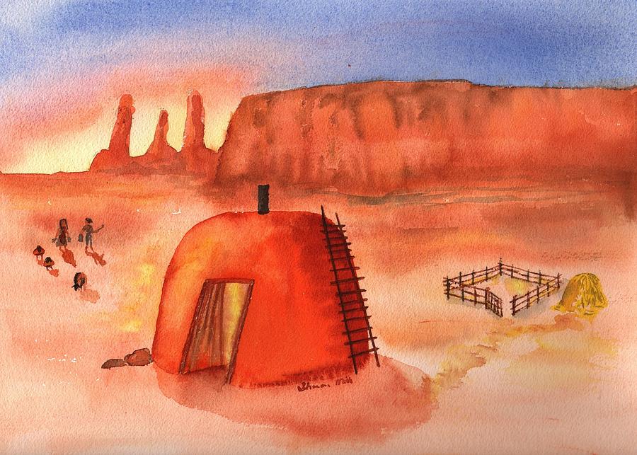 Hogan in Monument Valley Painting by Sharon Mick