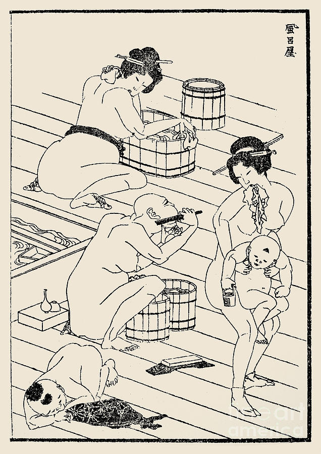Hokusai Photograph - HOKUSAI: BATHHOUSE, c1836 by Granger