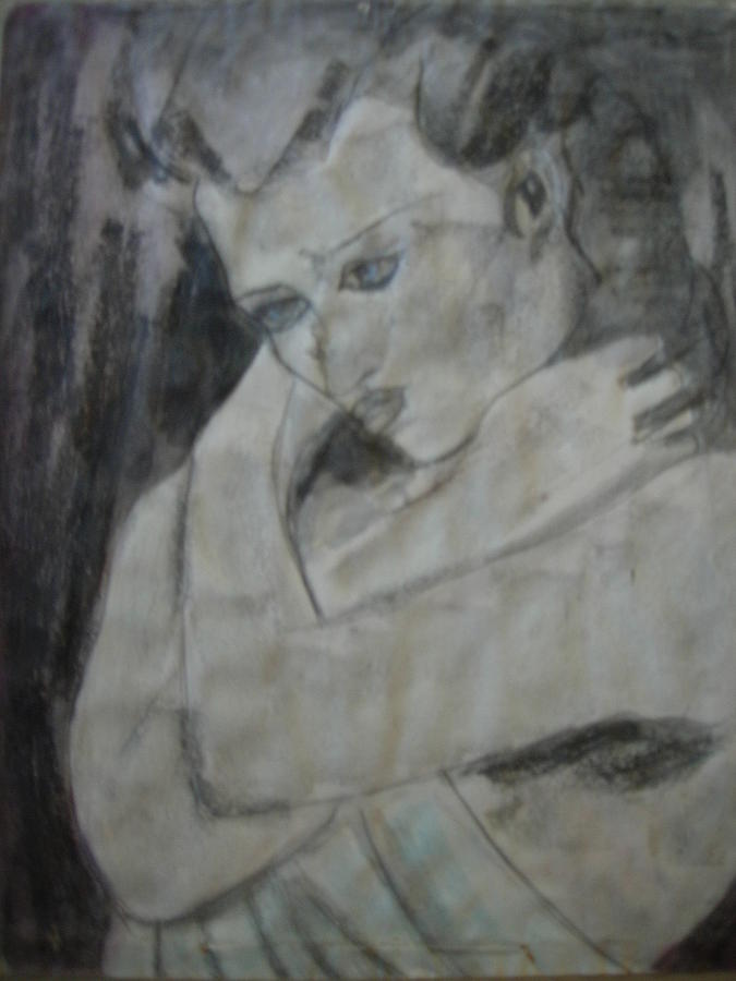 Female Portrait Drawing - Hold On by Diane montana Jansson