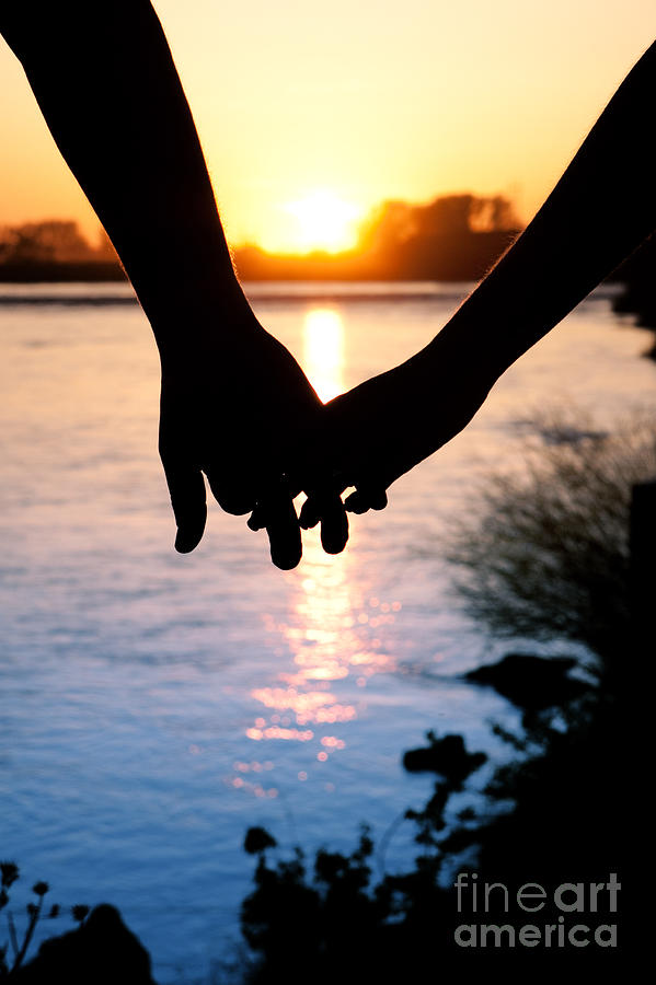 Holding Hands Silhouette Photograph by Cindy Singleton