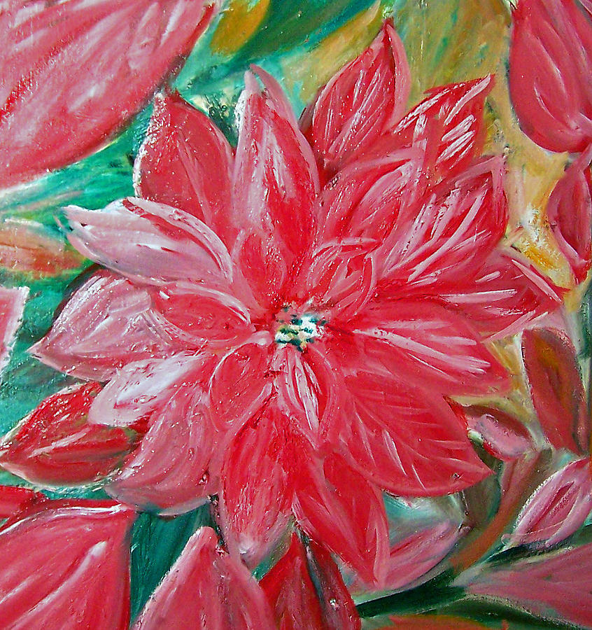 Flowers Still Life Painting - Holiday Red by Patricia Clark Taylor