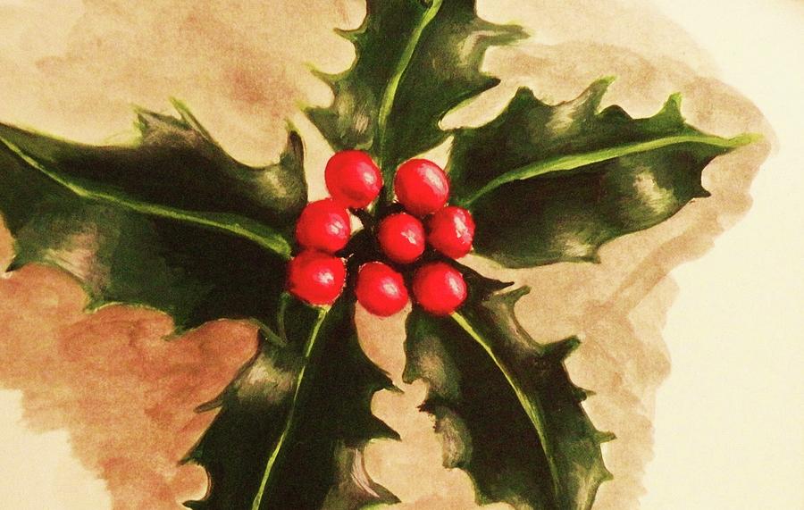 Holly and Ivy Painting by Victoria Rhodehouse