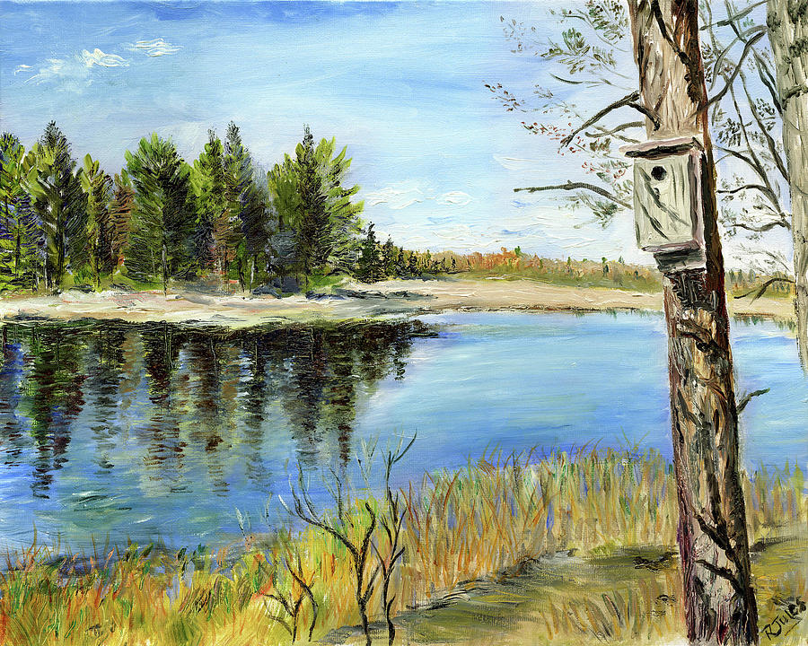 Home at Dragonfly Pond Painting by Richard Jules