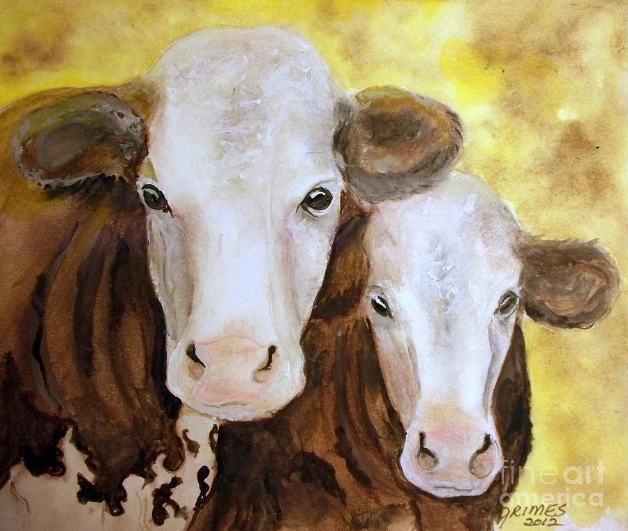 Home grown cows Painting by Carol Grimes