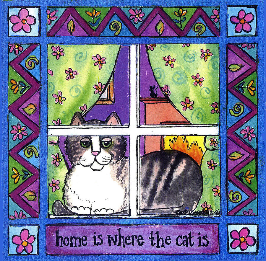 Home is Where the Cat is Square Painting by Pamela  Corwin
