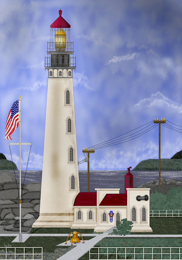 Lighthouse Digital Art - Home Port by Anne V Norskog Lighthouse Digital Art - Home Port by Anne V Norskog