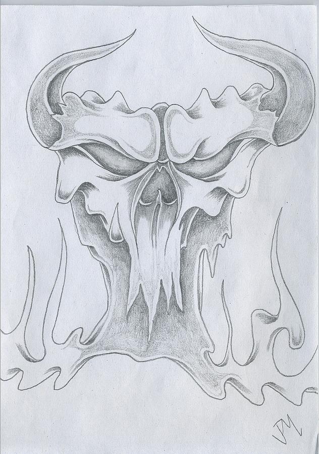 satanic skull drawing