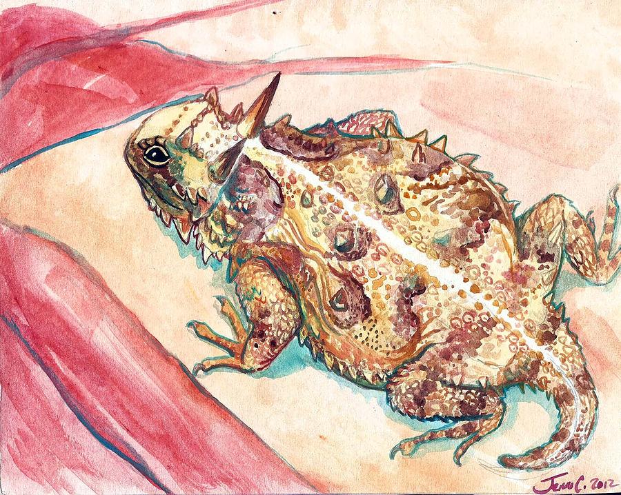 Horny Toad Painting by Jenn Cunningham