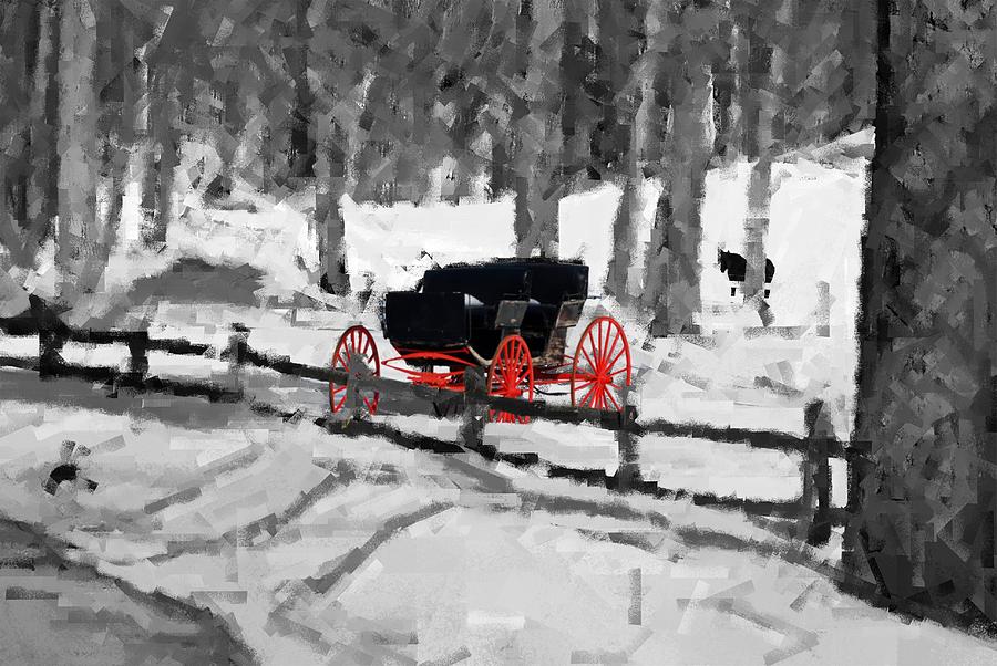 Horse and Buggy - No Work Today - Abstract Photograph by Janice Adomeit