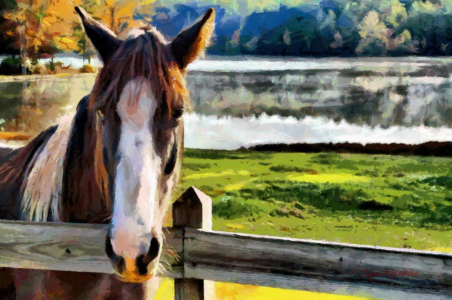 Horse at Lake Leroy Painting by Lynne Jenkins