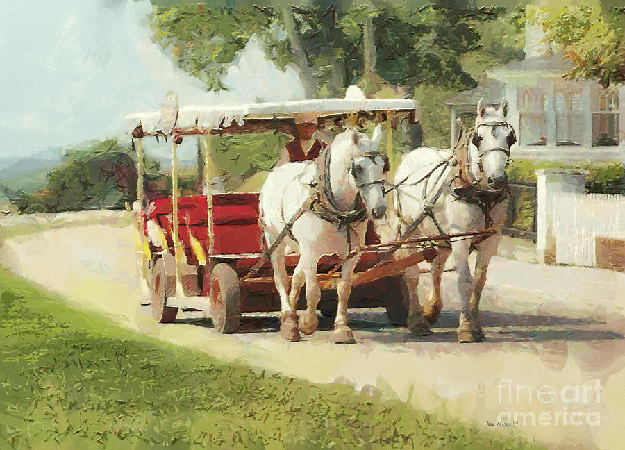 Horse Carriage Mackinac Island Michigan Painting by Anne Kitzman
