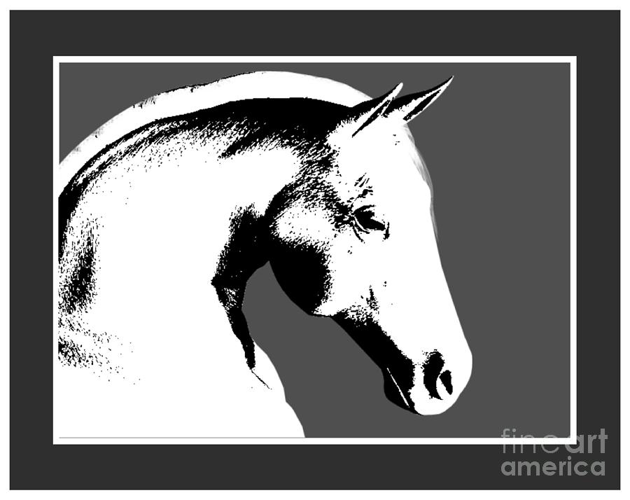 Horse In Black And White Digital Art by Smilin Eyes Treasures