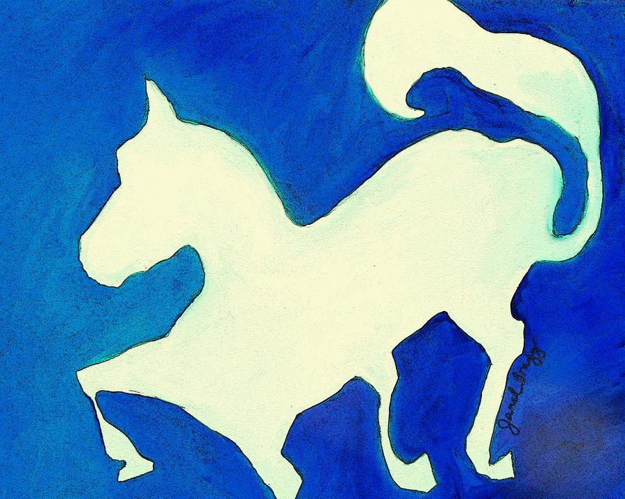 Horse Painting - Horse in Blue and White by Janel Bragg