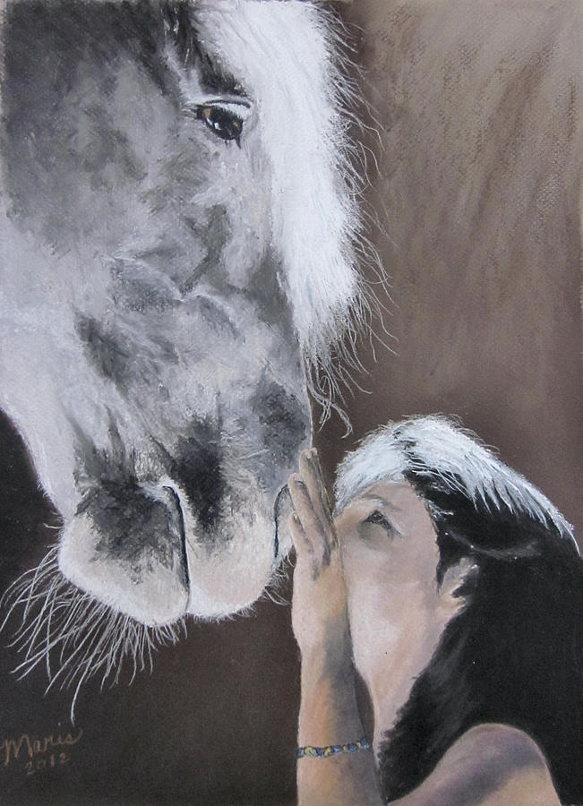 Horse Love II Pastel by Maris Sherwood