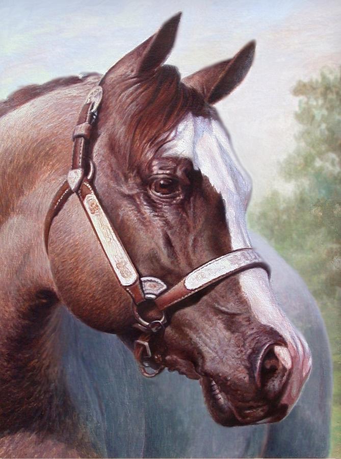 Horse portrait 2 Painting by Hans Droog