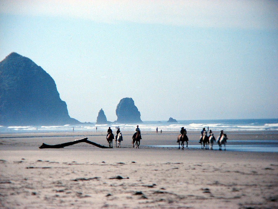 Horse Riders on Canon Beach Oregon Mixed Media by Bruce Ritchie