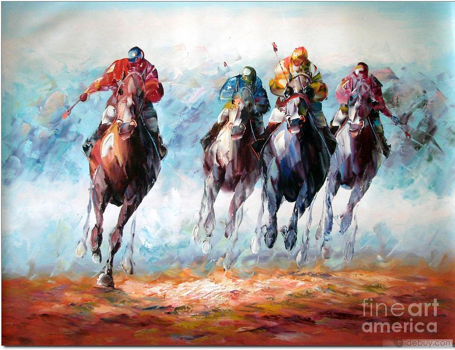 Horse Painting - Horse Riding by Vishal Lakhani