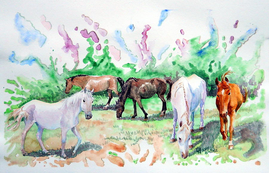 Horse Splash Painting by Leslie Hoops-Wallace