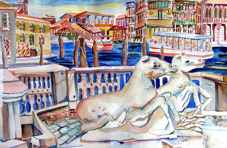 Horses on the Grand Canal of Venice Painting by Mindy Newman